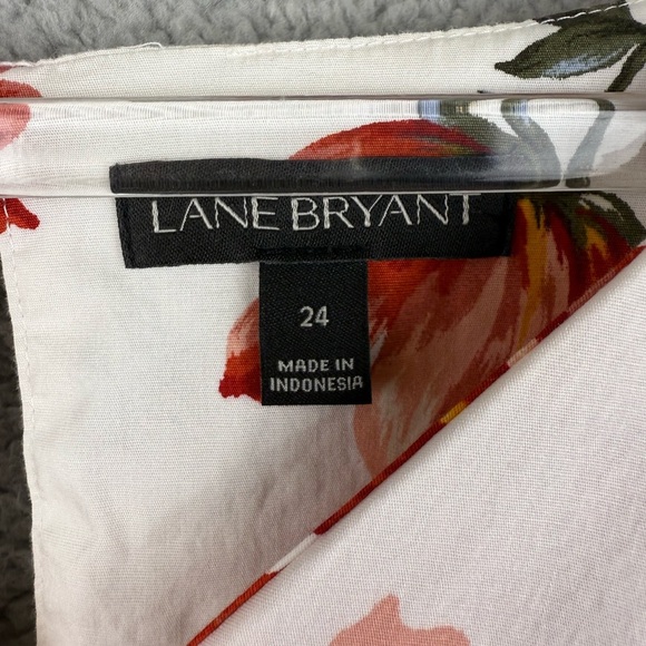 Lane Bryant belted peplum style top red floral size 24 preowned - Picture 4 of 10